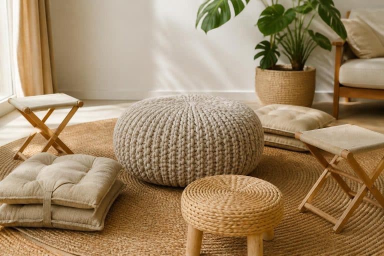 découvrez comment l'ajout d'une assise d'appoint nomade dépend de l'utilisation d'un pouf tricoté, alliant confort et design modulable pour vos espaces.