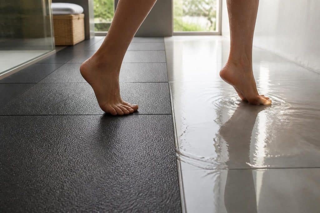 découvrez comment le choix d'un carrelage de sol antidérapant contribue efficacement à la prévention des chutes sur sols mouillés, assurant sécurité et tranquillité dans tous les espaces.